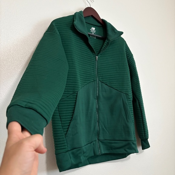 Women New Balance XS Green Waffle Ribbed Texture Dri Fit Zip Up Athletic Jacket - Picture 3 of 9